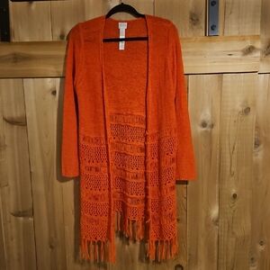 Chico's Vibrant Orange Knit Cardigan